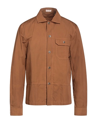 GLANSHIRT Solid color shirt Camel 100% Cotton
