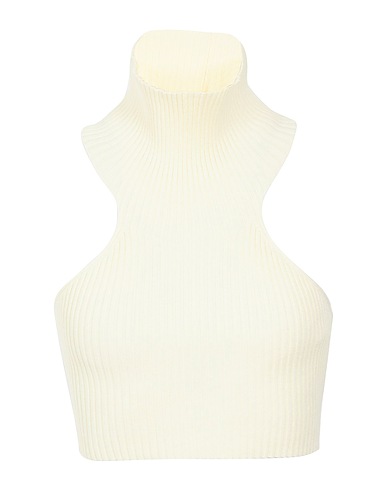 8 by YOOX Crop top VISCOSE KNIT SLEEVELESS ROLL-NECK CROP TOP Ivory 56% Viscose, 44% Recycled polyamide