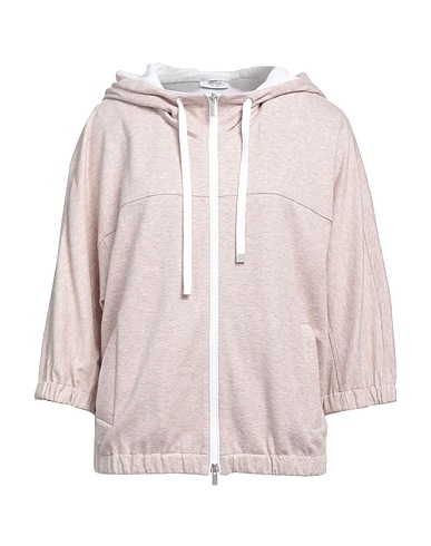 PESERICO Hooded track jacket  Beige 92% Cotton, 8% Polyamide