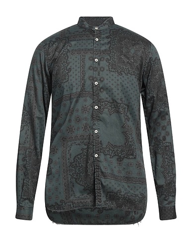 6167 Patterned shirt Dark green 100% Cotton