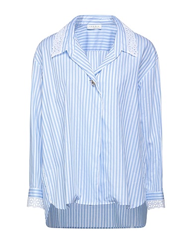SANDRO Lace shirts & blouses Sky blue 100% Cotton, Polyester, Mother-of-pearl