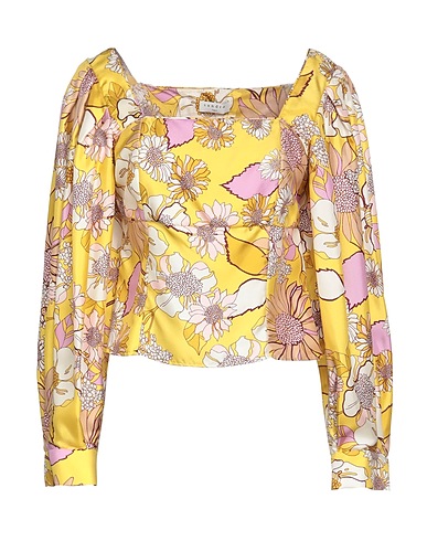 SANDRO Silk top Yellow 100% Silk, Mother-of-pearl