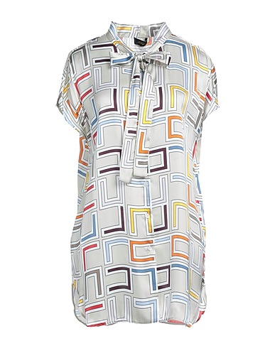 LES COPAINS Patterned shirts & blouses Light grey 50% Silk, 50% Viscose, Mother-of-pearl