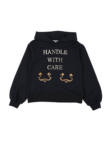 MOSCHINO TEEN Hooded track jacket  Black 100% Cotton, Elastane