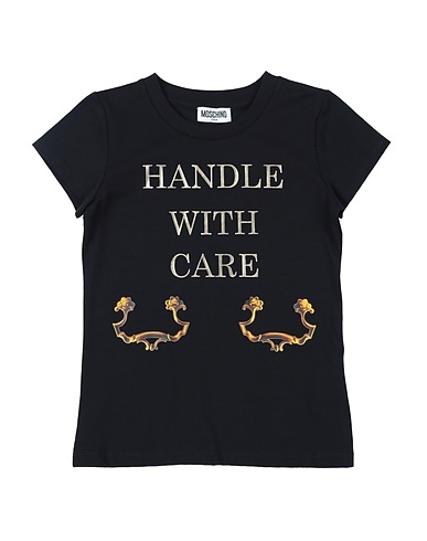 MOSCHINO TEEN T-shirt Black 95% Cotton, 5% Elastane