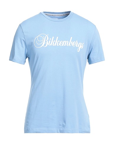 BIKKEMBERGS T-shirt Sky blue 95% Cotton, 5% Elastane