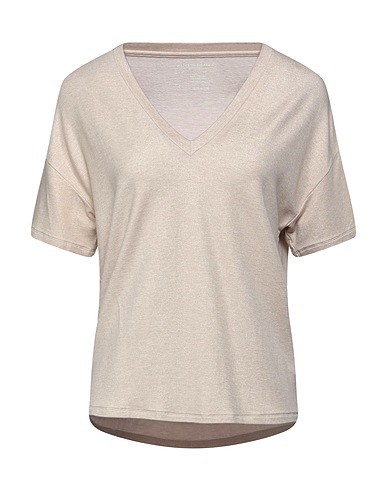 MAJESTIC FILATURES Basic T-Shirt Beige 96% Viscose, 4% Elastane