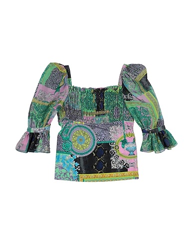 VERSACE YOUNG Top Green 100% Viscose, Silk