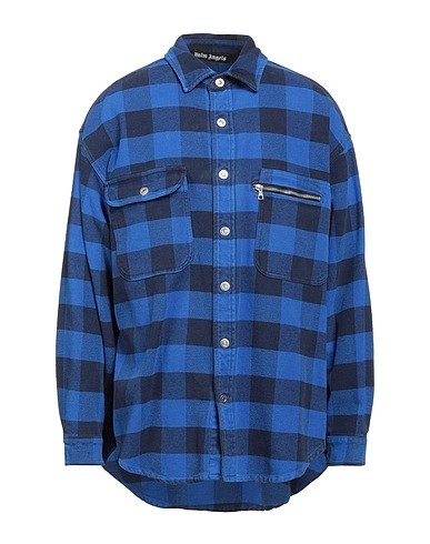 PALM ANGELS Checked shirt Blue 100% Cotton, Polyester