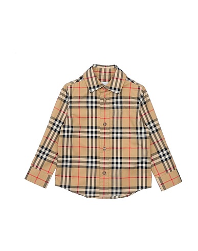 BURBERRY Patterned shirt Beige 95% Cotton, 5% Elastane