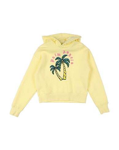 PALM ANGELS Hooded track jacket  Pastel yellow 100% Cotton, Elastane, Acrylic, Wool, Polyester