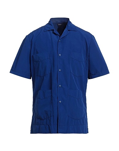 ASPESI Solid color shirt Blue 80% Polyester, 20% Polyamide