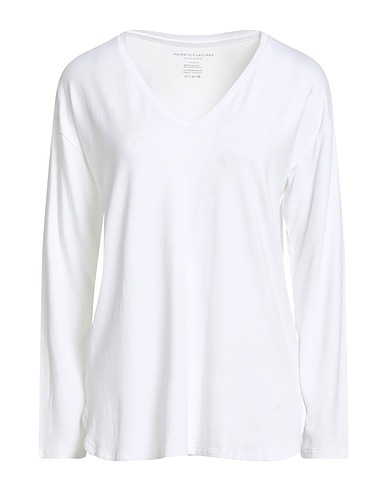 MAJESTIC FILATURES T-shirt Bianco 94% Viscosa, 6% Elastan