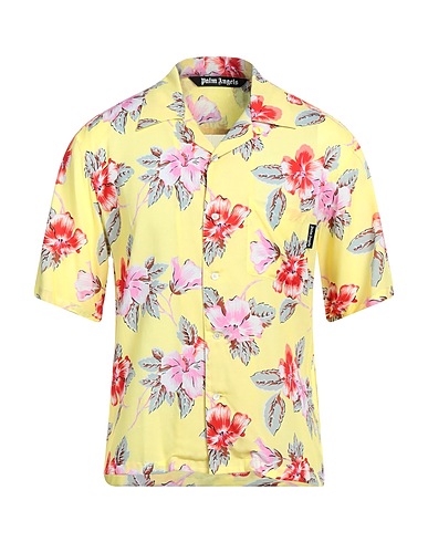 PALM ANGELS Patterned shirt Pastel yellow 100% Viscose, Polyester