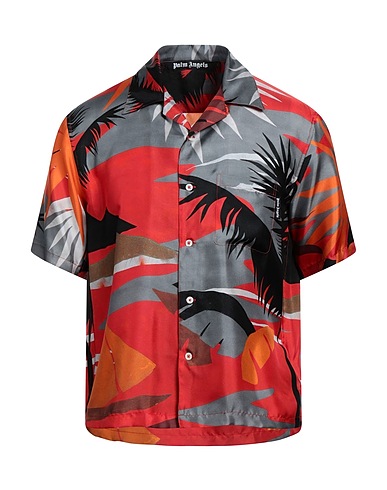 PALM ANGELS Patterned shirt Red 100% Silk, Polyester