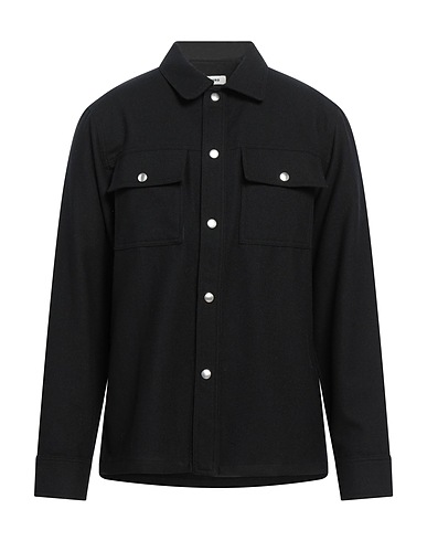 SANDRO Solid colour shirt Black 60% Wool, 40% Polyester, Brass