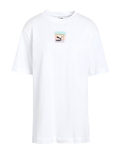 PUMA T-shirt Brand Love Relaxed Tee
 White 100% Cotton