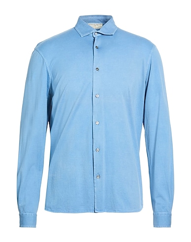 FILIPPO DE LAURENTIIS Solid color shirt Pastel blue 100% Cotton