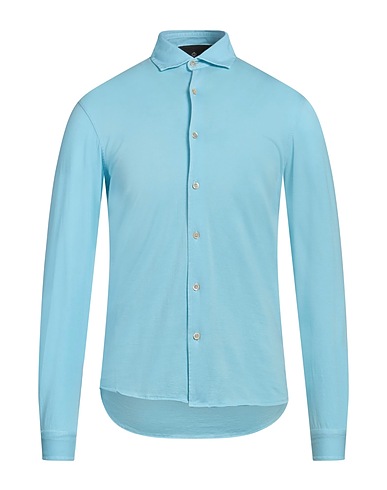FILIPPO DE LAURENTIIS Solid colour shirt Sky blue 100% Cotton