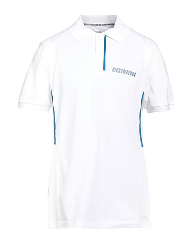 BIKKEMBERGS Polo shirt White 100% Cotton, Polyester, Polyamide, Elastane