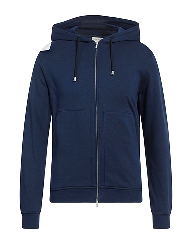 FILIPPO DE LAURENTIIS Hooded track jacket  Navy blue 98% Cotton, 2% Polyamide