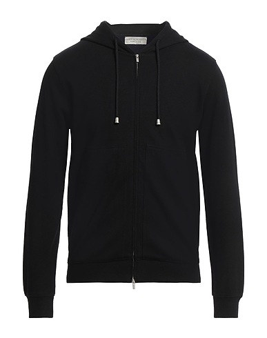 FILIPPO DE LAURENTIIS Hooded track jacket  Black 98% Cotton, 2% Polyamide