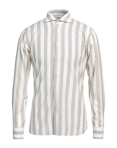 BORRIELLO NAPOLI Gestreiftes Hemd Khaki 100% Baumwolle
