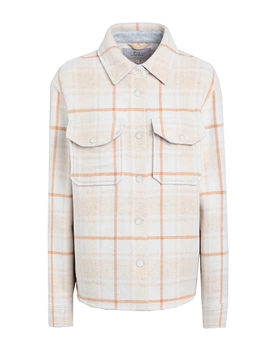 WOOLRICH Camicia a quadri SOFT WOOL OVERSHIRT
 Beige 50% Cotone, 32% Lana, 13% Poliammide, 5% Altre Fibre