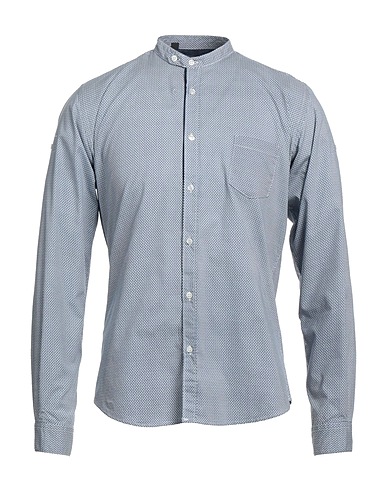 HAVANA & CO. Patterned shirt Azure 98% Cotton, 2% Elastane