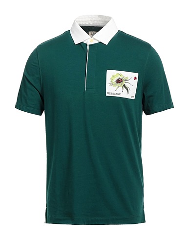 HERITAGE Polo shirt Dark green 95% Cotton, 5% Elastane