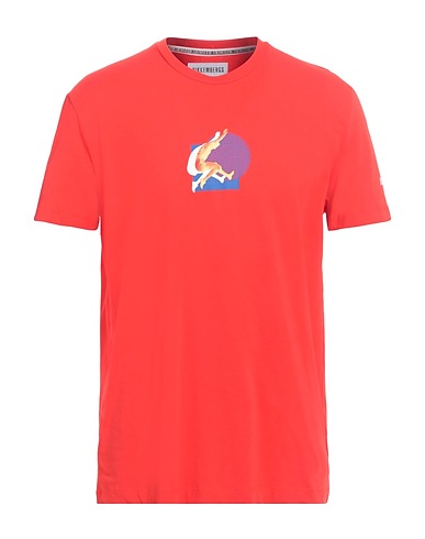 BIKKEMBERGS T-shirt Red 95% Cotton, 5% Elastane