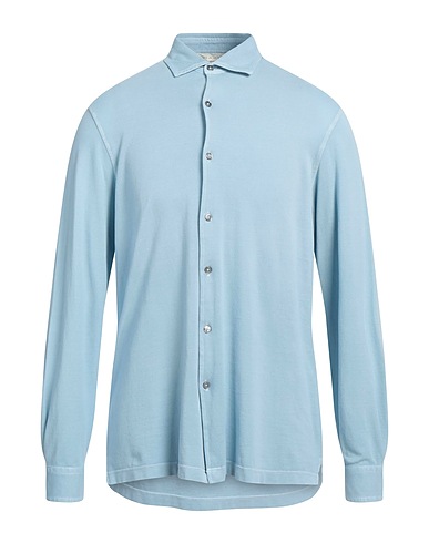 FILIPPO DE LAURENTIIS Solid colour shirt Sky blue 100% Cotton