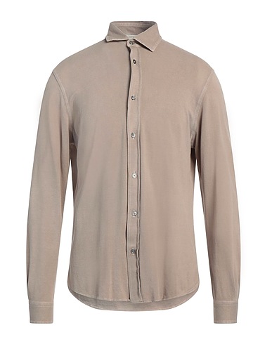 FILIPPO DE LAURENTIIS Solid color shirt Khaki 100% Cotton