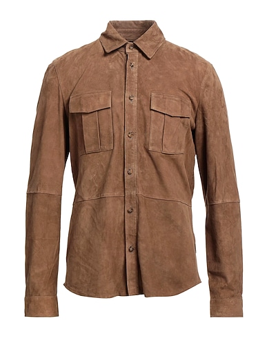 AT.P.CO Solid colour shirt Camel 100% Soft Leather