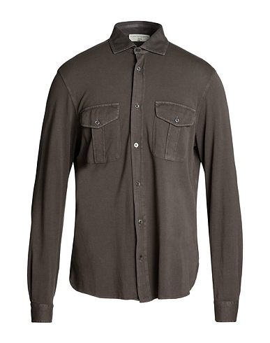 FILIPPO DE LAURENTIIS Solid colour shirt Dark brown 100% Cotton