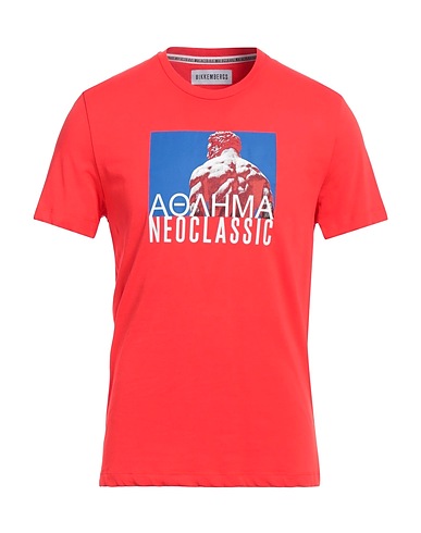 BIKKEMBERGS T-shirt Red 95% Cotton, 5% Elastane