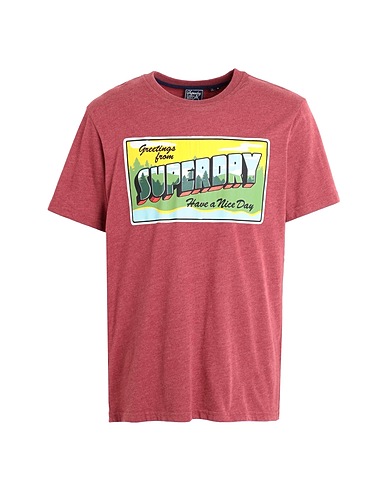 SUPERDRY T-shirt VINTAGE TRAVEL TEE-D2-
 Brick red 65% Cotton, 35% Polyester