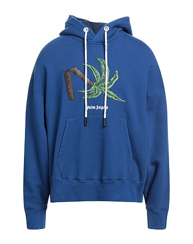 PALM ANGELS Hooded sweatshirt Midnight blue 100% Cotton, Elastane, Viscose, Polyester