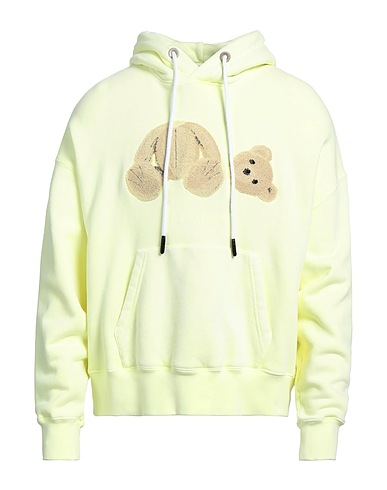 PALM ANGELS Hooded sweatshirt Yellow 100% Cotton, Elastane, Wool, Acrylic, Polyester