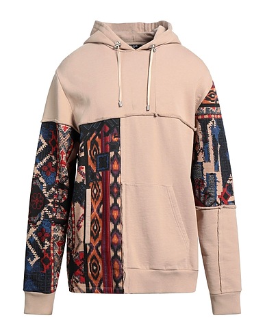BALMAIN Hooded sweatshirt Beige 100% Cotton, Elastane