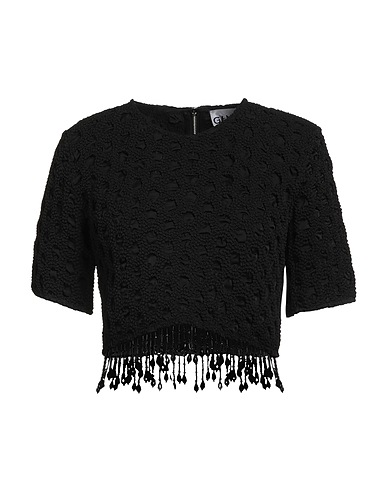 GANNI Crop top Black 70% Recycled polyester, 30% Polyester