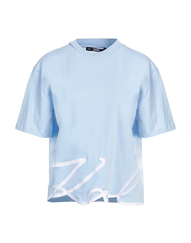 KARL LAGERFELD T-shirt KARL SIGNATURE HEM T-SHIRT
 Celeste 100% Cotone organico