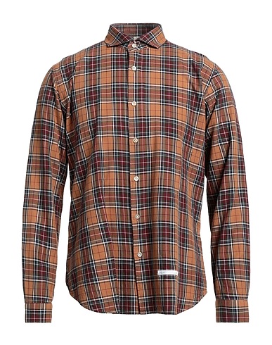 DNL Camicia a quadri Cammello 55% Cotone, 45% Poliestere, Poliammide