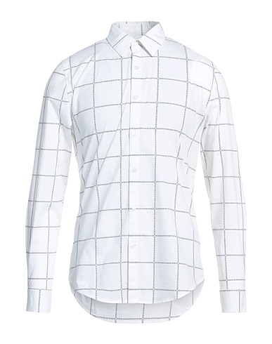 GUESS Checked shirt White 97% Cotton, 3% Elastane