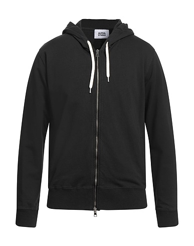 ALPHA STUDIO Hooded track jacket  Black 100% Cotton
