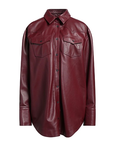 THE MANNEI Solid colour shirts & blouses Burgundy 100% Leather
