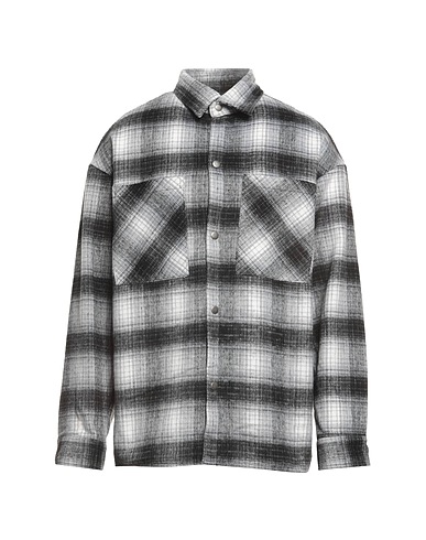 JACK & JONES Checked shirt Black 90% Polyester, 10% Acrylic