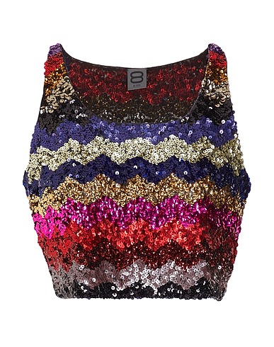 8 by YOOX Crop top HANDMADE SEQUIN EMBELLISSHED CROP TOP
 Fuchsia 100% Polyester