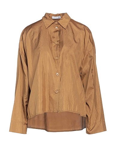 DOUUOD Solid colour shirts & blouses Camel 65% Polyamide, 35% Silk