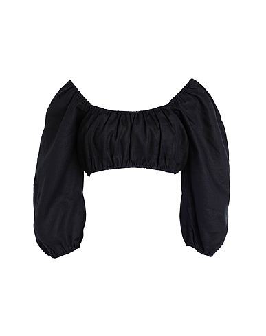 FAITHFULL Off-the-shoulder top RUPI TOP
 Black 100% Linen
